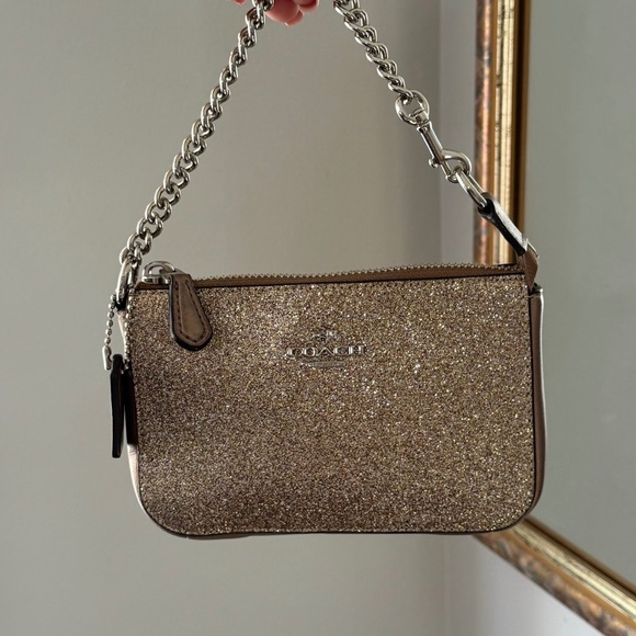 Coach Gold Glitter Wristlet - Picture 1 of 8